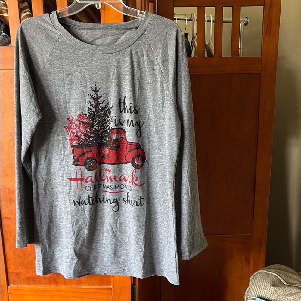 Hallmark Christmas Movie Watching Gray Long Sleeve T-Shirt